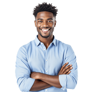 A smiling young man in a blue shirt png
