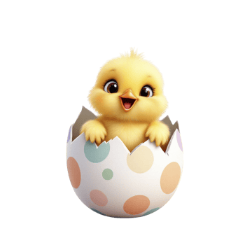 A cute little chick in an egg shell png