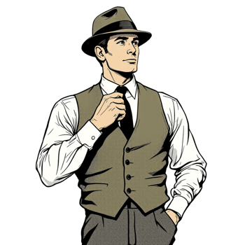 A man in a hat and vest is standing png