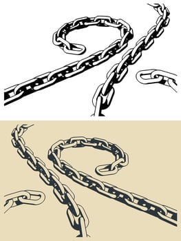 Pieces of metal chain illustrations vector