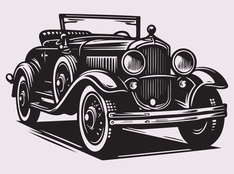 Black Vintage Car Silhouette for Classic Automotive Design and Art Projects vector