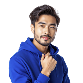 Asian man in blue hoodie png