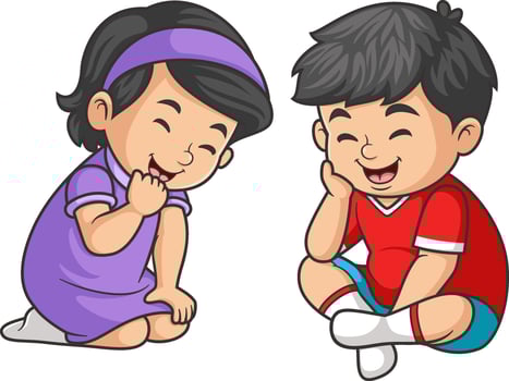 little kids sit together with friend on the floor vector