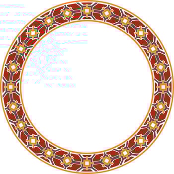 round European colored ornament. Endless pattern, circle, ring of the Middle Ages. Revival border. Decorations of palaces and churches. vector