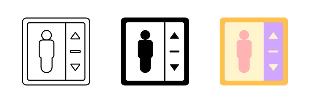 elevator door icon set, elevator button symbol. modern design isolated on white background vector