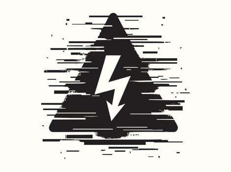 Glitchy Electric Shock Hazard Sign Silhouette Style vector