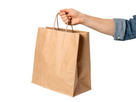 Hand Holding Brown Paper Bag, on Transparent Background png