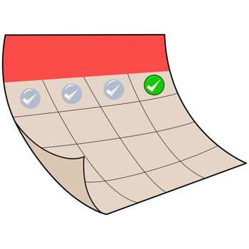 Illustration of a Checklist Calendar with checkmark on selected date png