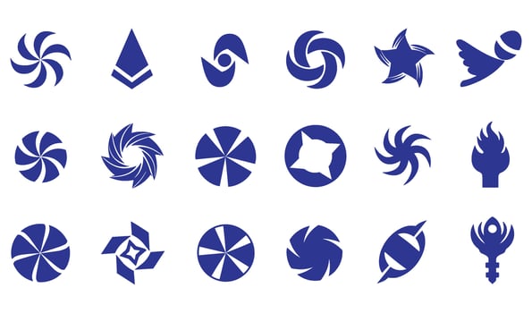 Abstract Geomatic Shape flower outline botanical decorative spiral energy motion swirl texture logo icon business symbol company set vintage circle leaf fire water bird wing pattern vector