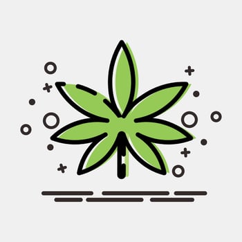 Icon cannabis. Plant leaves elements. Icon in MBE style. vector