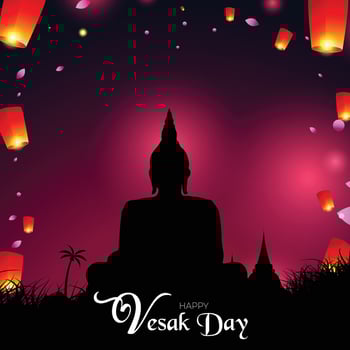 Happy Vesak Day temple background. vector