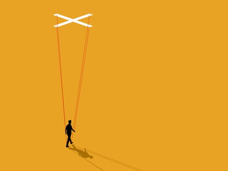 Business Administration, Businessmen are influenced by powerful bosses vector