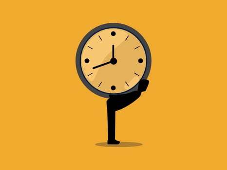 Time is precious, businessman tries to carry a watch with him vector