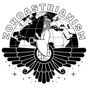 Zoroastrianism's Faravahar a symbol linking Ahura Mazda faith and planet Earth. png