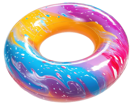 Colorful Swirl Pattern Inflatable Pool Ring Summer Fun Beach Float png