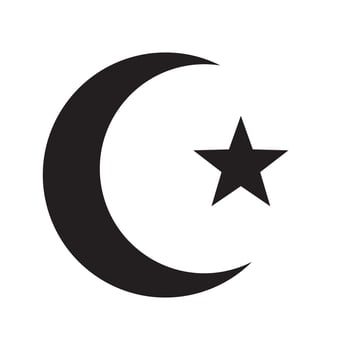Islam symbol. Islam icon. Crescent moon and star. vector
