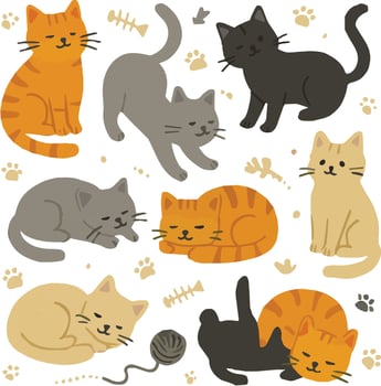 Eight Cat Poses vector