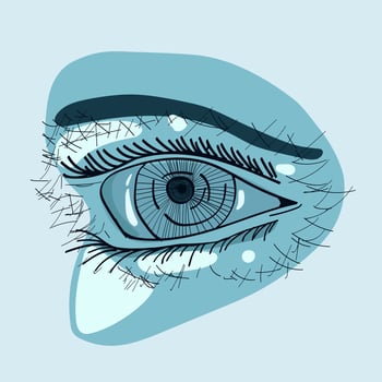 Blue eye detailed close up hand drawing. illustration vector