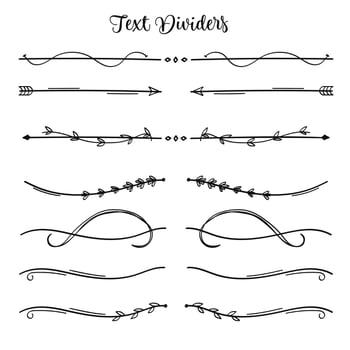 Nature text divider line art for text layout separator decoration element collection. vector