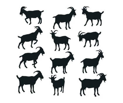 Goat shadow designs, illustrations. vector