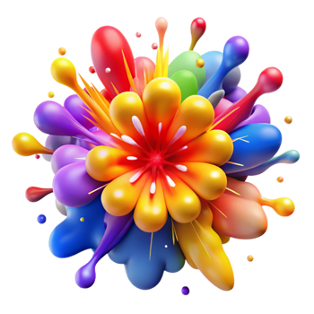 Abstract Paint Splatter Bloblike Form, Yellow Center, Red Burst, and Vibrant Hue png