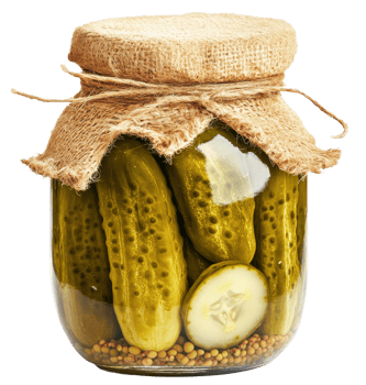 Jar of Crunchy Dill Pickles with Mustard Seeds Homemade Preserved Cucumbers png