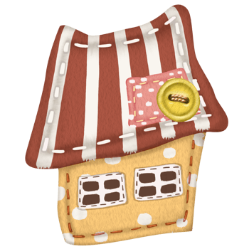 Textile house for decoration. Watercolor illustration handmade crafts. Cute cozy home for printing postcards, notebooks, stickers, dishes, T-shirts, etc. Design of a site on sewing and needlework. png