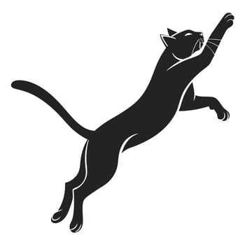 Black Cat Silhouette Jumping High vector