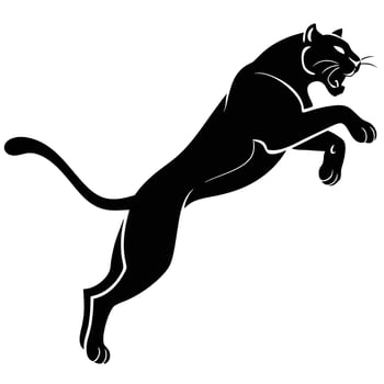 Black Panther Jumping Wild Animal Silhouette vector