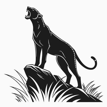 Black Panther Roaring On A Rock vector