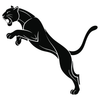 Black Panther Silhouette Aggressive Roaring Feline vector