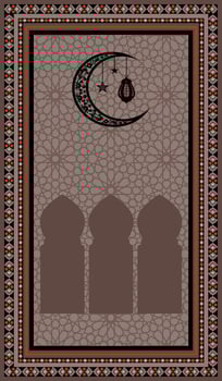 nice brown prayer mat with the moon vector