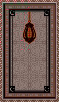 beautiful brown Muslim rug vector