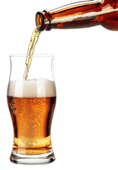 Pouring Golden Beer into a Glass from a Bottle Refreshing Drink Close up png
