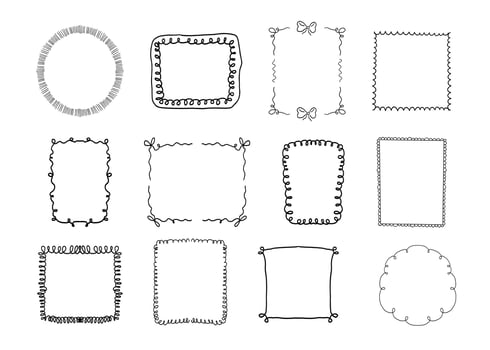 Whimsical coquette ribbon frame, hand-drawn line ornament, border y2k romantic retro design element. Wavy curved vintage decoration vector