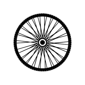 Bicycle wheel . Bike tires flat and black silhouette style vector