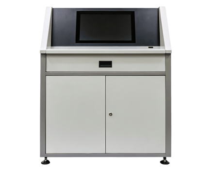 User-friendly kiosk with a touchscreen interface on a transparent background png