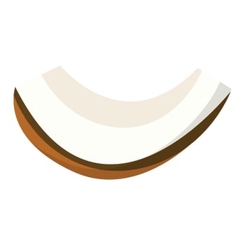 Tropical coconut slice with white pulp and brown shell ideal for food projects, packaging design, summer themes, and healthy lifestyle visuals vector