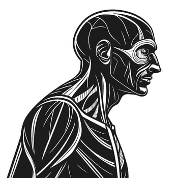 Human Anatomy Illustrated Black And White vector