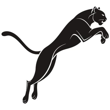 Leaping Panther Silhouette Animal Design vector