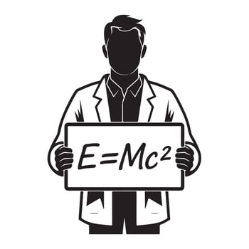 Physicist Silhouette in Black on White Background vector