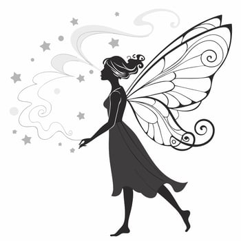 Silhouette Fairy Blowing Star Dust Magic vector