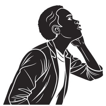 Silhouette Person Looking Upward Contemplative Mood vector