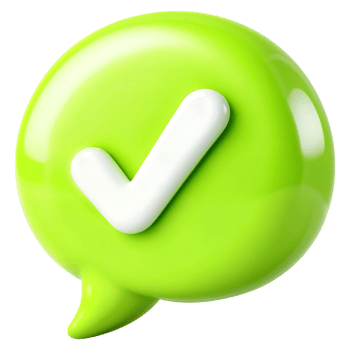 3D Lime Green Speech Bubble with White Check Mark on Transparent Background png