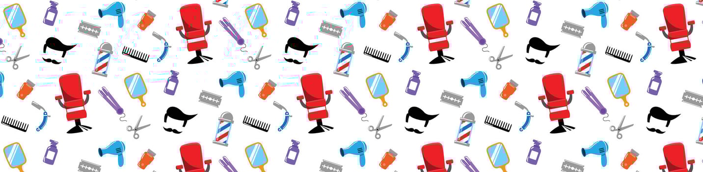 barbershop pattern haircut pattern icon doodle hand darwing background vector