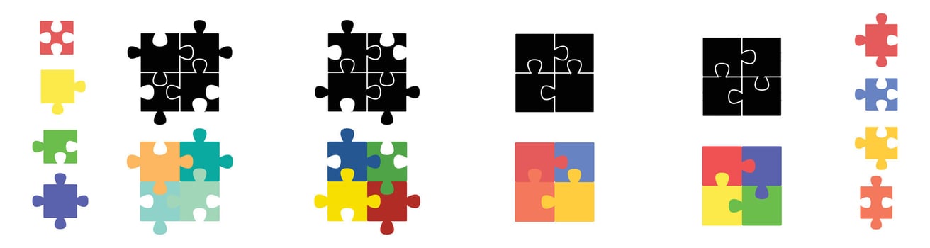 puzzle jigsaw piece icon colorfull game match vector