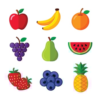 Colorful Flat Design Illustration of Assorted Fruits vector