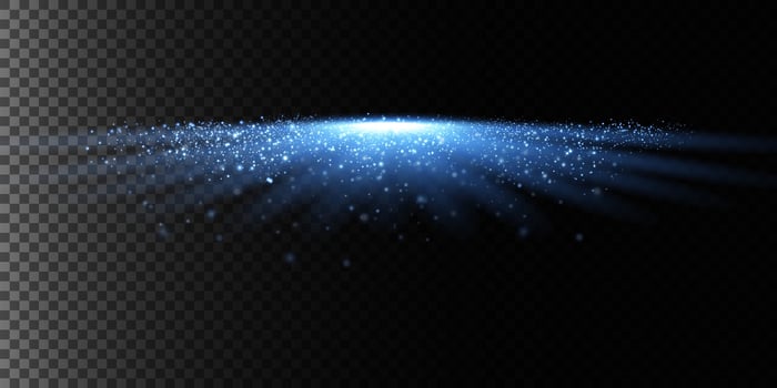 Mystical bluish light rays with sparkling particles against a dark backdrop, perfect for graphics and art vector