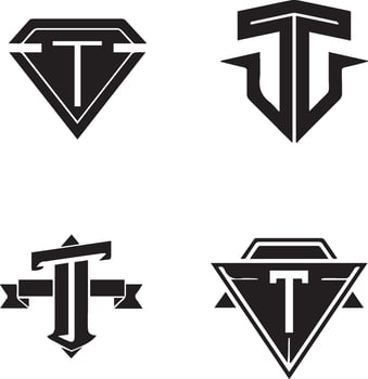 Set of Bold Letter T Monogram Logos vector