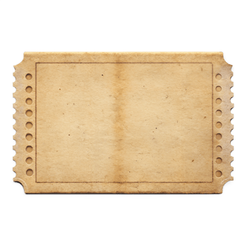 Aged Vintage Ticket Stub Blank Template Paper Texture Background isolated on white or transparent background png